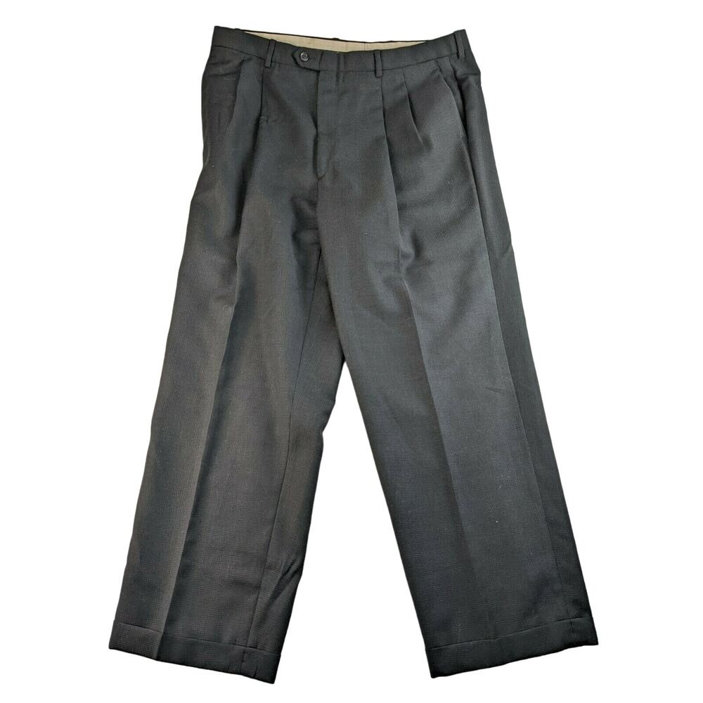 Mens Principe Wool Dress Pants Size 38 Made in Italy Gray Polyester Lined